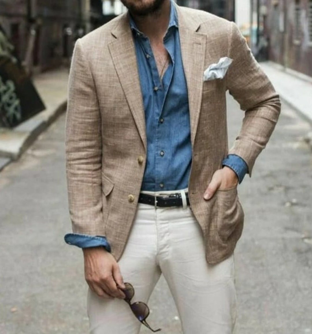 LINEN BLAZER Linen Men Blazer Linen Jacket for Men - Etsy