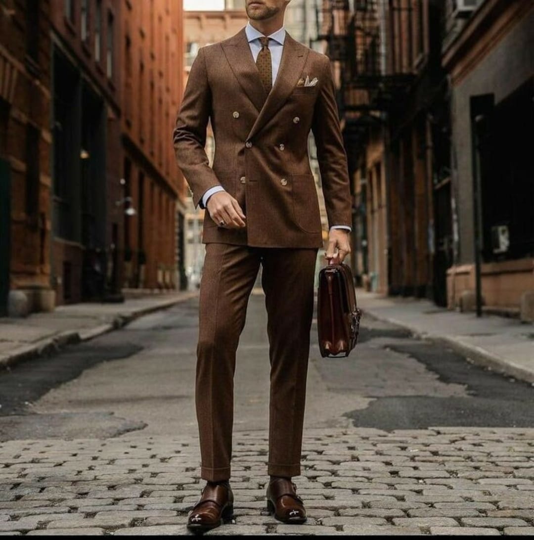 MEN TWEED SUIT Tweed Double Breasted Suit Men Suits Double Breasted Jacket  Brown Tweed Suit Tweed Wedding Suit Gift for Men Prom - Etsy