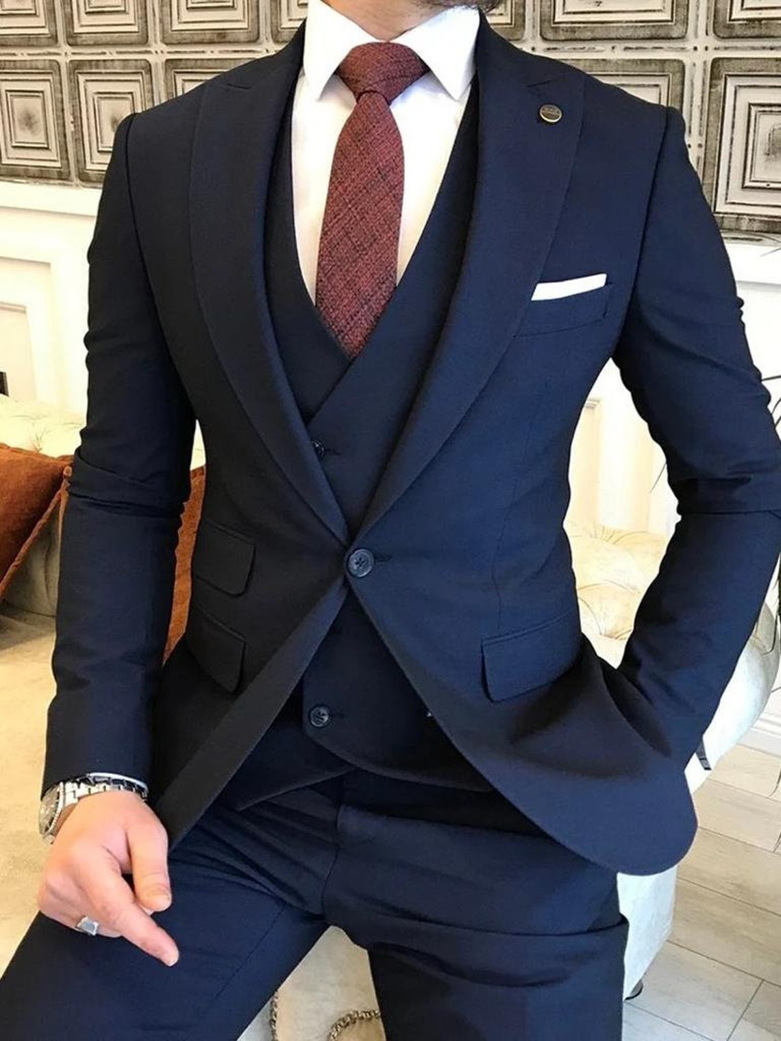 MEN DASHING SUIT Men Blue Suit Elegant Men Clothing Men - Etsy