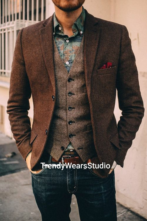 Tweed Groom Wedding Wear Jacket Men Tweed Coat for Party Etsy