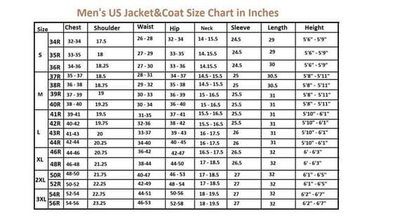 Tuxedo jacket shop size chart