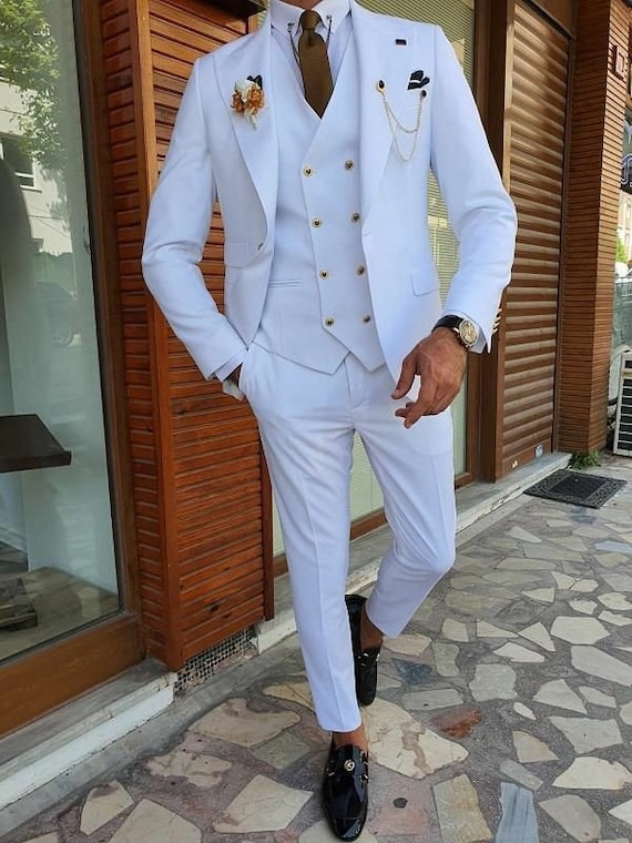 TRAJE NOVIO Traje blanco de hombre Traje de - México