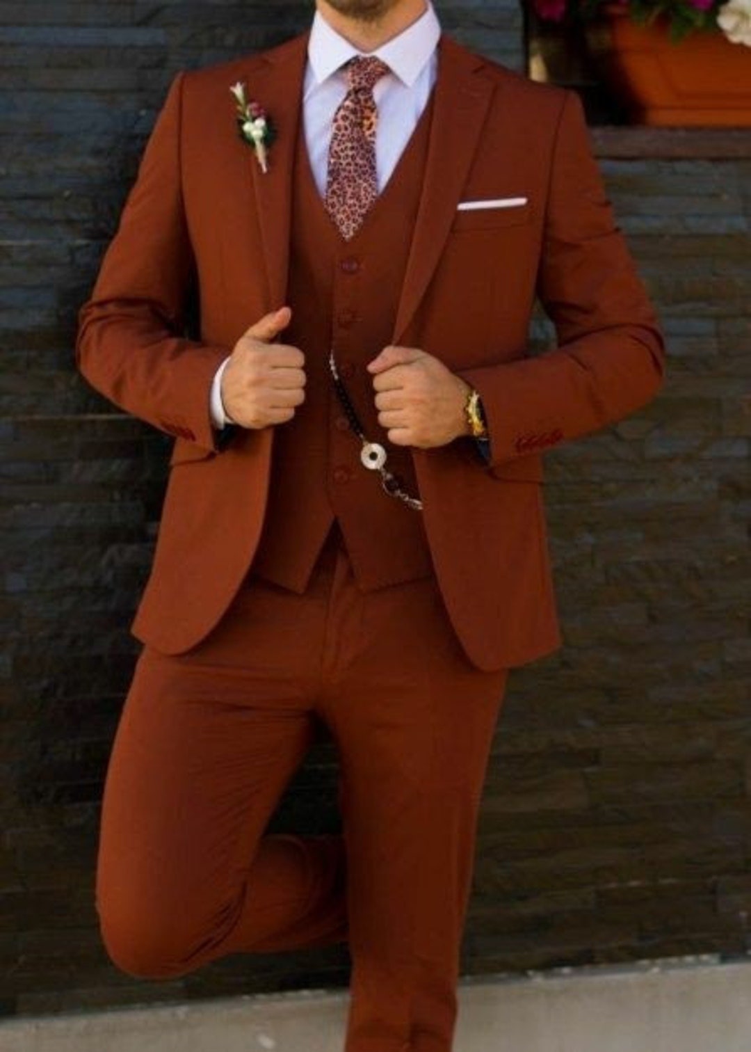 Buy Men Suits, Suits for Men Rust Three Piece Wedding Suit, Formal Fashion  Slim Fit Suit Prom Wear Online in India - Etsy