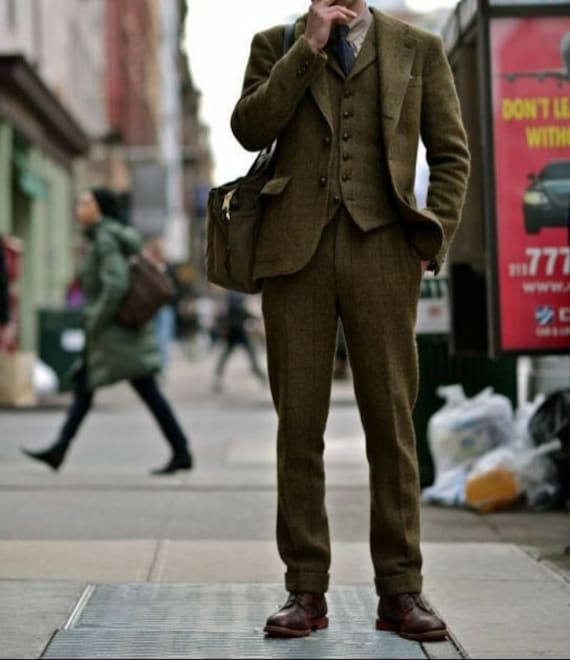 MEN BROWN SUIT Men 3piece Suit Brown Wool Suit Men Winter Suit Men Tweed Suit  Suit for Men Slim Fit Suit Men Office Suit 