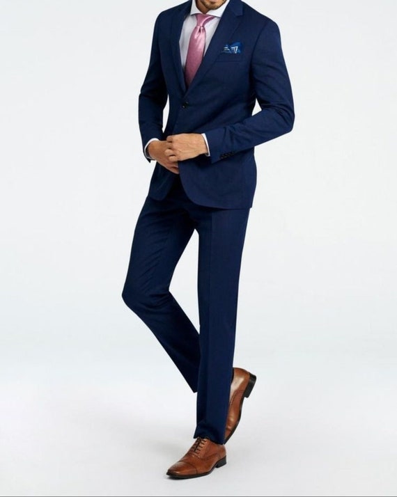 Buy Men Navy Slim Fit Check Formal Three Piece Suit Online - 681437 | Allen  Solly