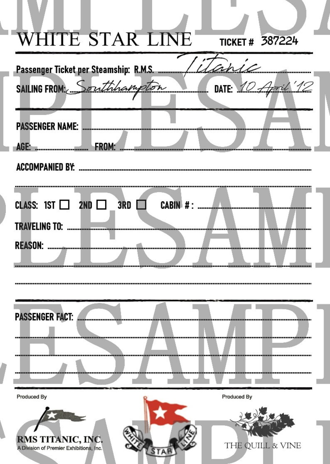 Editable TITANIC Boarding Pass PRINTABLE | Etsy India