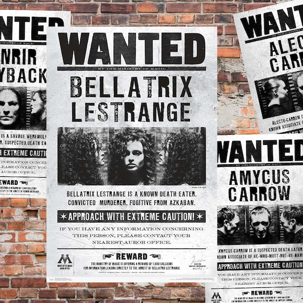 WANTED Posters Dark Wizards 4x