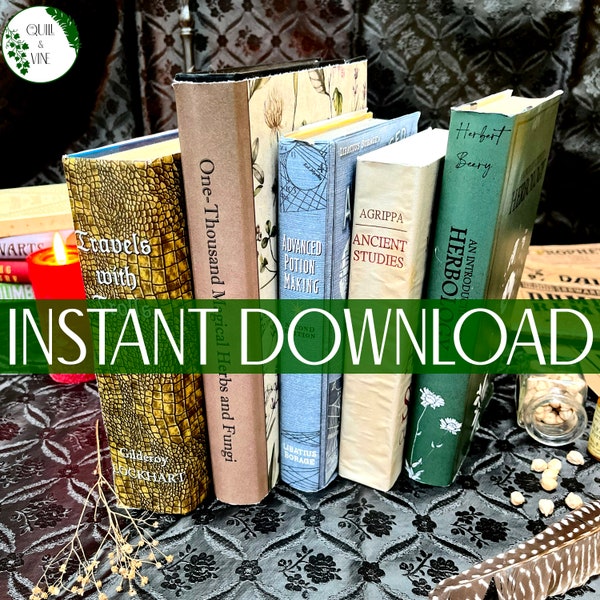 Wizarding Library SET 2 || 5 Printable book covers ||