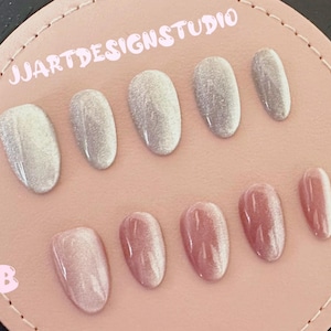 Cat eye Press on Nails Custom Handmade Reusable Nails Flash Shiny Nails Custom Gifts