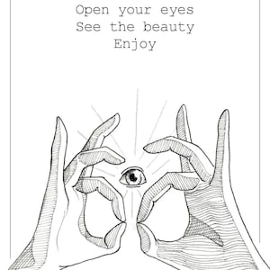 Card to set an intention, inspiring message, personal development, postal format, third eye and intuition, see the beauty.