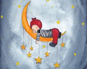 Cartolina per la nascita della luna / bambina o bambino / Congratulazioni