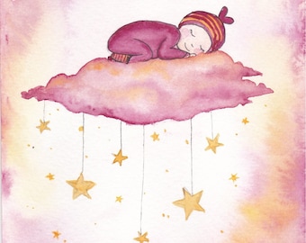 Postcard for a birth cloud / baby / Congratulations