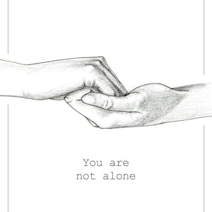 Carte postale pour poser une intention, message inspirant, développement personnel. You are note alone. Tu n'es pas seul, soutient, amitié.