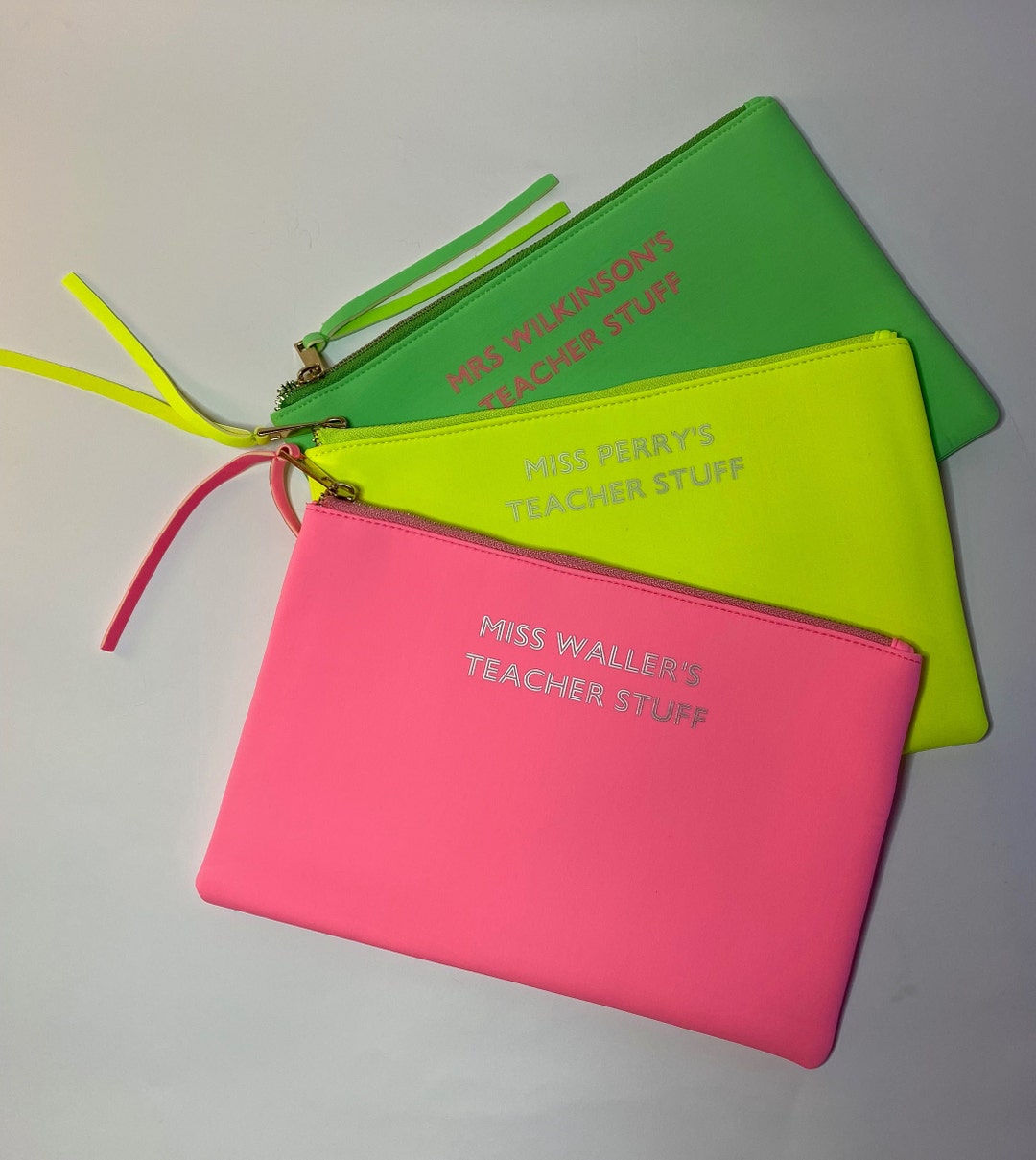 Personalised Neon Clutch Bag / Kindle Tablet Case Pouch/ Large Pencil