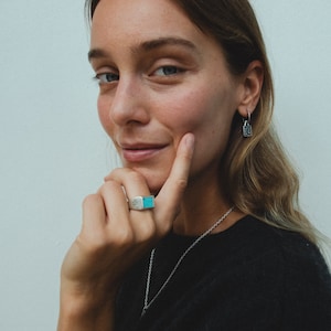 Tibetan Turquoise Dreamer Solid Sterling Silver Turquoise stone Unisex Recycled Silver Handmade Ring image 6