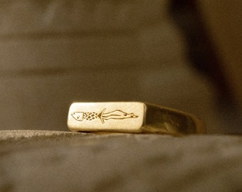 Trésor perdu | Bague pour hommes en or | Bague fabriquée à la main | Bijoux vintage en or 24 carats | Bijoux unisexes | Style brut | Fait main