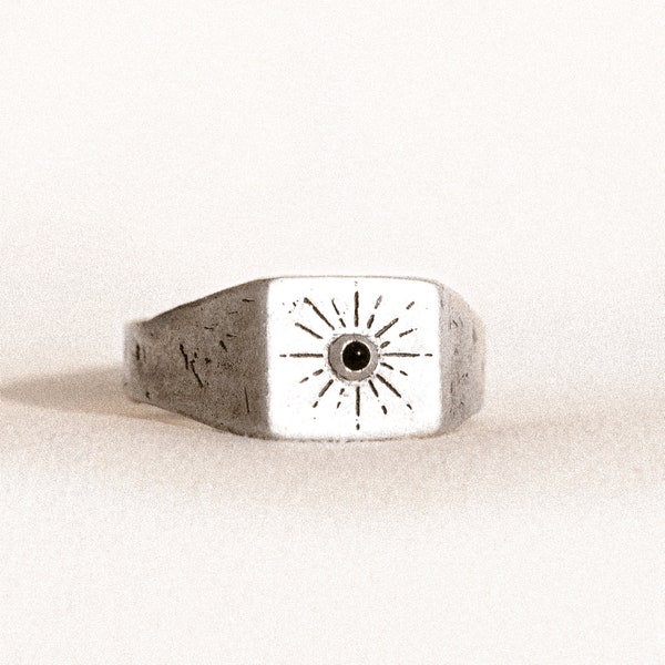 Chaos Theory | Solid Sterling Silver | Onyx stone | Unisex | Recycled Silver | Handmade Ring