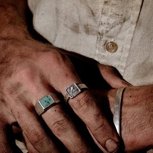 Tibetan Turquoise Dreamer Solid Sterling Silver Turquoise stone Unisex Recycled Silver Handmade Ring image 2