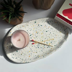 Oval Terrazzo Tray: Jesmonite Trinket Dish, Bathroom & Home Decor