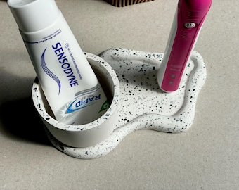 1, 2 or 3 Electric Toothbrush Holder, Terrazzo Jesmonite Cloud Bathroom Organizer