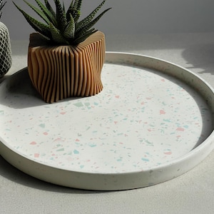 Large Round Pastel Terrazzo Tray: 25cm Jesmonite Home Decor