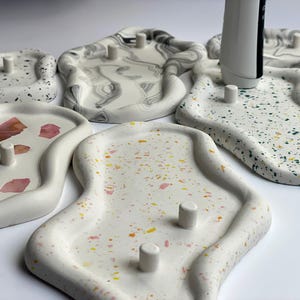 Electric toothbrush holder, toothbrush stand, made form jesmonite in terrazzo colors, cloud shape