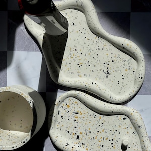 Hållare för elektriska tandborstar med 1, 2 eller 3 st | Jesmonite badrumsorganisatör | Tandborsteställ i molnformat