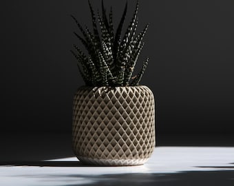 Small Beige Jesmonite Succulent Pot: Handmade Decorative Planter