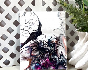 Original Acrylic Pour Painting: Abstract Fluid Art (20cm X 25cm 