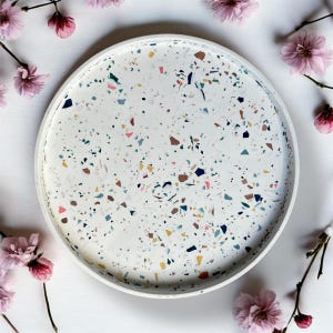 Jesmonite Terrazzo Tray: Large Round Decorative Tray, Modern Home Decor