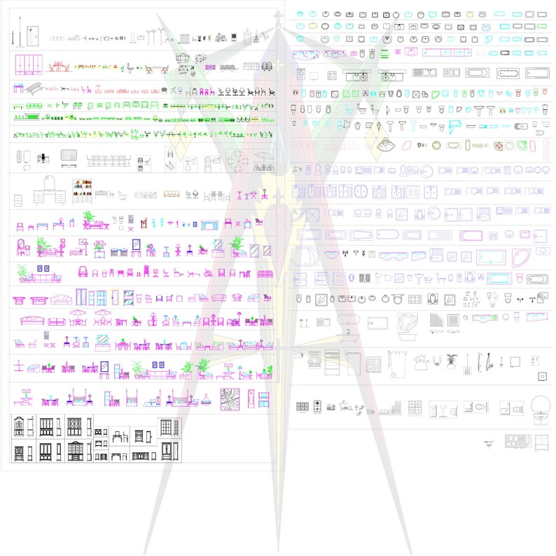 9300 + Autocad Block 2D DWG Library: Interior Living Places FURNITURES ...