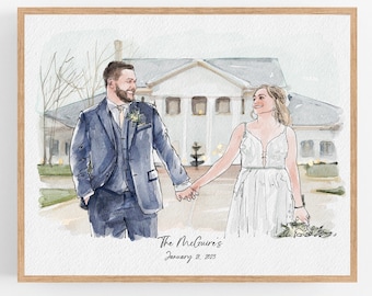 Couple Proposal Portrait, Custom Portrait From Photo, Engagement Gift, Gift for Couples, Anniversary Gift for him, Watercolor Painting