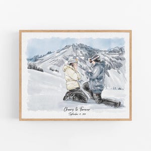 Custom Hand-Drawn Watercolor Portrait From Photo, Couple Proposal gift, Gift for Girlfriend/Boyfriend, Wedding/Engagement gift