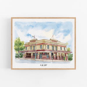 Custom building or landscape painting, Wedding spot gift, Travel photo to art, Venue portrait from photo, Painted location art