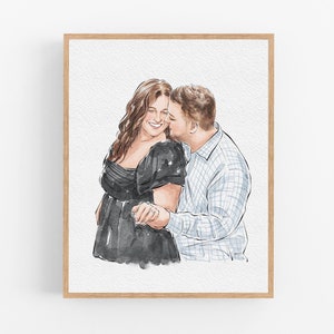 Custom Watercolor Portrait from Photo, Handpainted Painting for Couple/Family, Personalized Marriage proposal/Wedding  portrait from Photo