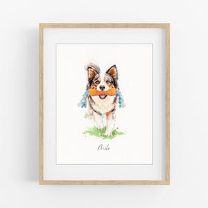 Retrato personalizado em aquarela de um animal de estimação, pequeno retrato de cachorro a partir de foto, presente personalizado emoldurado em memória do seu cão, pintura de animal de estimação.