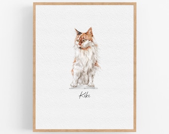 Cat Memorial Gift From Photo, Custom Mini Cat Portrait, Pet Loss Gift, Miniature Painting, Watercolor cat painting