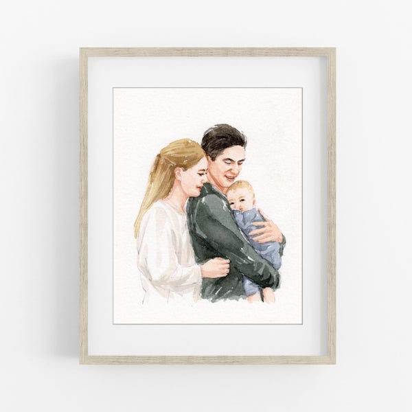 Individuelles Portrait für Mama und Papa, Familienportrait vom Foto, Geschenk zum Muttertag, Vatertag, Geschenk der Tochter, Nanny Geschenk, 1. Muttertag