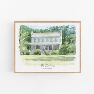 Eerste huiscadeau, aangepast aquarelhuisportret, tekening trouwlocatie, housewarmingcadeau nieuwe woning van foto, sluitingscadeau makelaar