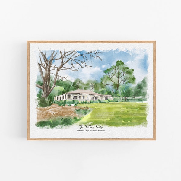 Cadeau de pendaison de crémaillère à partir d'une photo, portrait de maison aquarelle personnalisé, dessin de lieu de mariage, cadeau de première maison, cadeau de clôture d'agent immobilier