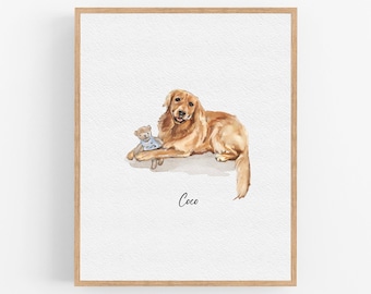 Handpainted Pet Portrait, Mini Watercolor Pet Portrait, Custom Dog Painting From Photo, Cute Dog Keepsake, Dog Remembrance Gift