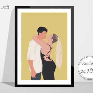Faceless Customized Portrait, Custom Couple Portrait, Couple gift, Custom illustration, boyfriend gift, Digital and Prints