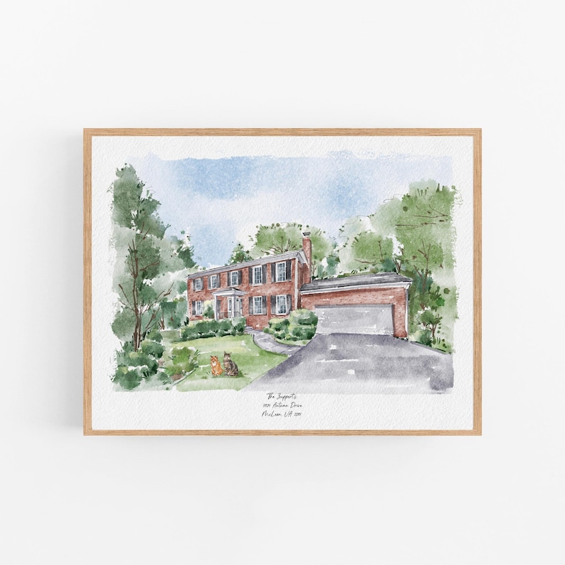 Custom Watercolor House Portrait, Wedding Venue drawing, New Home Housewarming Gift From Photo, First Home Gift, Realtor Closing Gift image 15