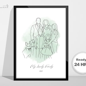 Wedding Portrait, Custom Family Portrait, Custom Line Drawing, Engagement, Personalised photo, Faceless Drawing, Gifts for the Couple