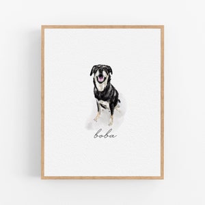 Custom Minimal Watercolor Pet Portrait, Pet Loss Gift, Dog Portraits From Photo, Personalised Dog memorial Gift on Framed image 6