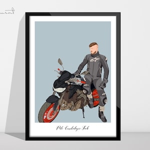 Motorrad Zeichnung, Benutzerdefinierte Hand gezeichnete Auto Porträt, Gesichtslose Porträt, Benutzerdefinierte Auto Illustration, Auto Zeichnung, Geschenk für Auto-Liebhaber / Kerl