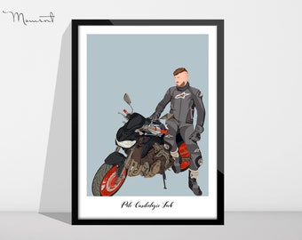 Motorcycle Drawing, Custom Hand Drawn Car Portrait, Faceless Portrait, Custom Car illustration, Car Drawing, Gift for car Lovers/Guy