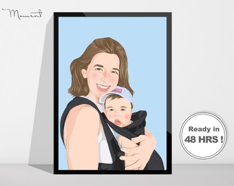 Custom Cartoon Portrait from Photo, Painting Portrait, Personalized Drawing, Couple Portrait, Anniversary Gift, Digital Print