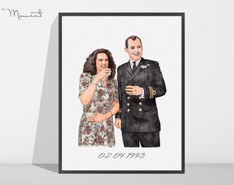 Custom Detailed Watercolor Portraits, Custom Family Portrait from Photo, Personalised Couples Portrait Gifts for Him/Her