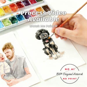 Aangepaste aquarel huisdier portret van foto, mini schilderij op maat voor huisdieren, hond herdenkingscadeau, attent huisdier cadeau, hond herdenkingscadeau afbeelding 2